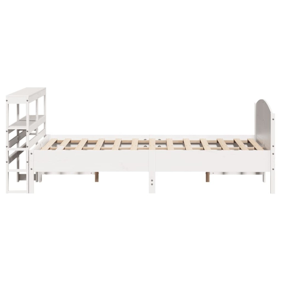Estructura de cama sin colchón madera de pino blanca 150x200