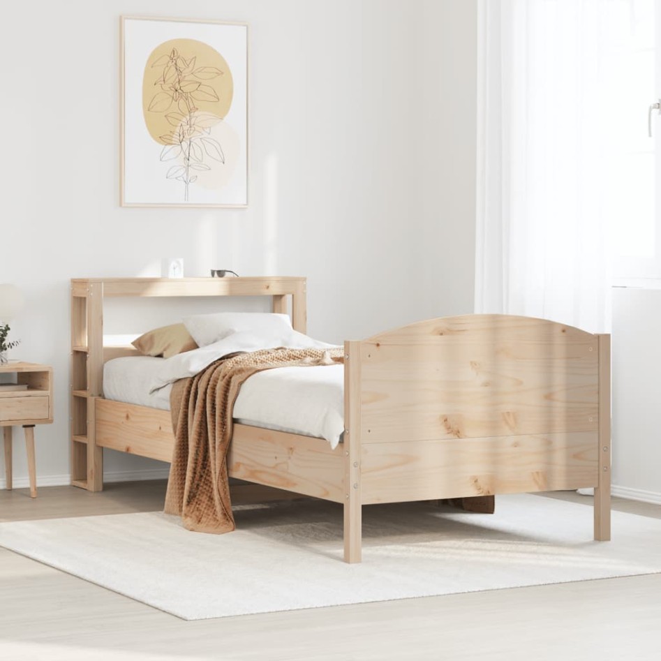 Estructura de cama sin colchón madera maciza pino 75x190