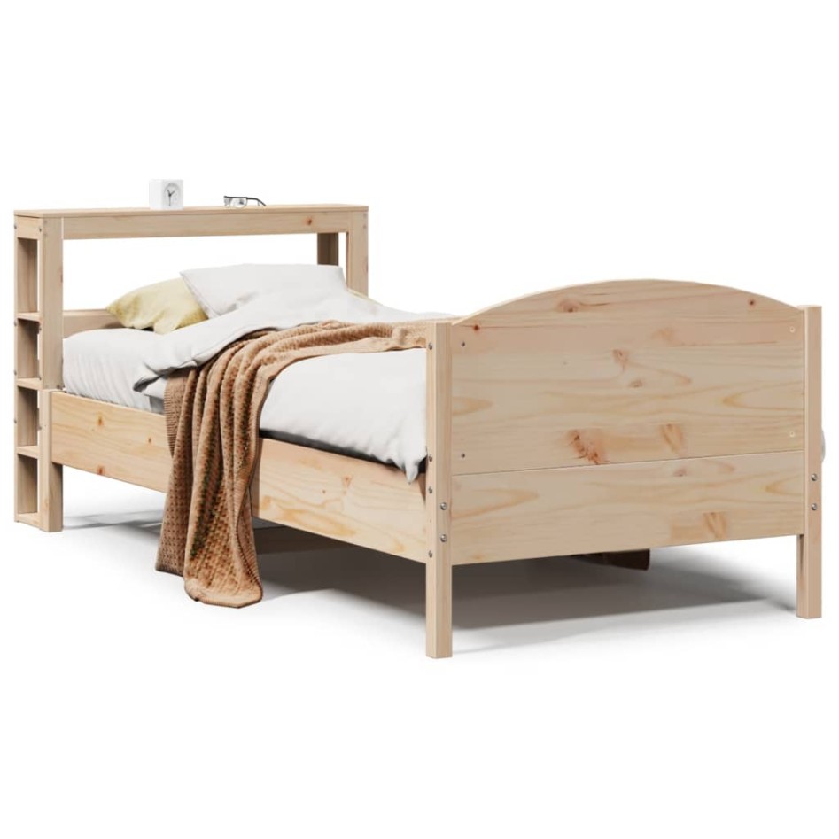 Estructura de cama sin colchón madera maciza pino 75x190