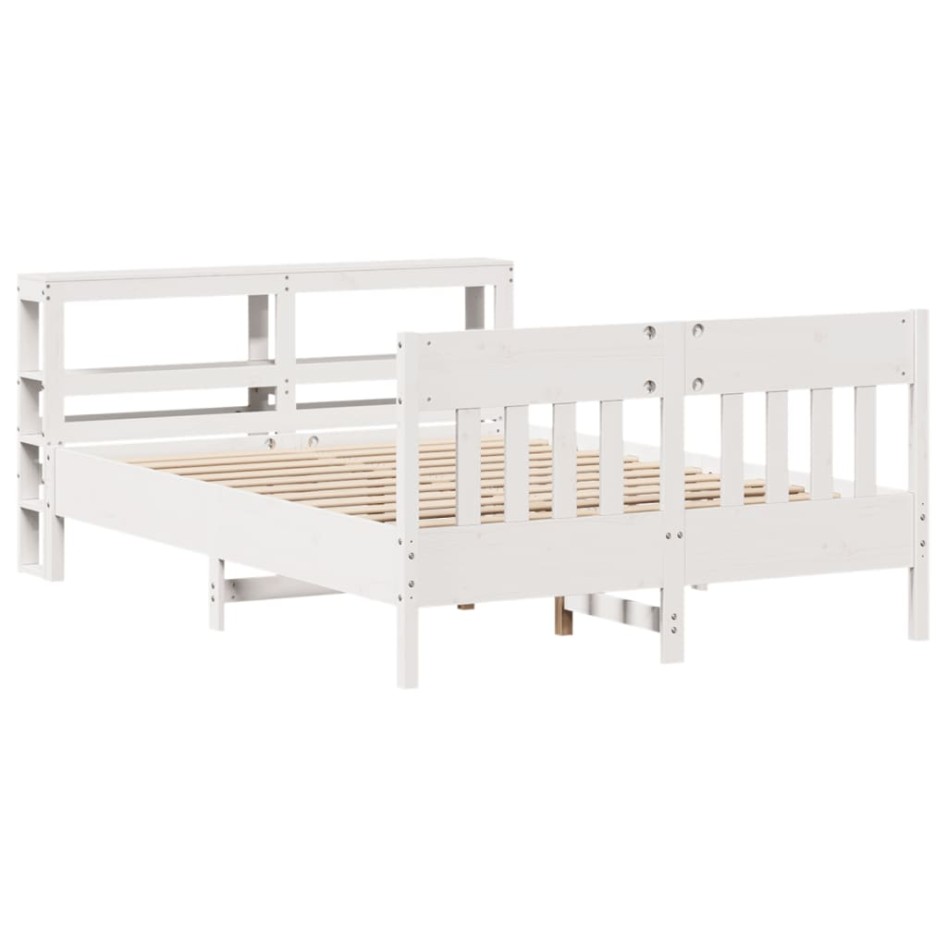 Estructura de cama sin colchón madera de pino blanca 140x190