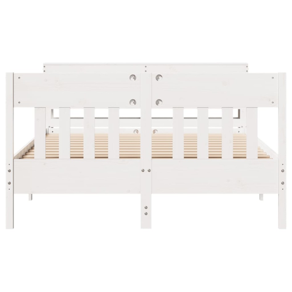 Estructura de cama sin colchón madera de pino blanca 140x190