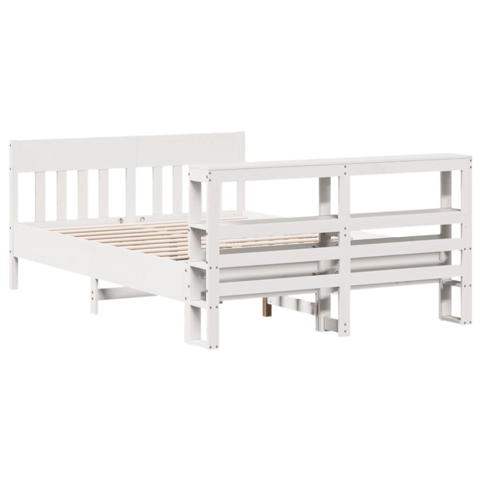 Estructura de cama sin colchón madera de pino blanca 140x190