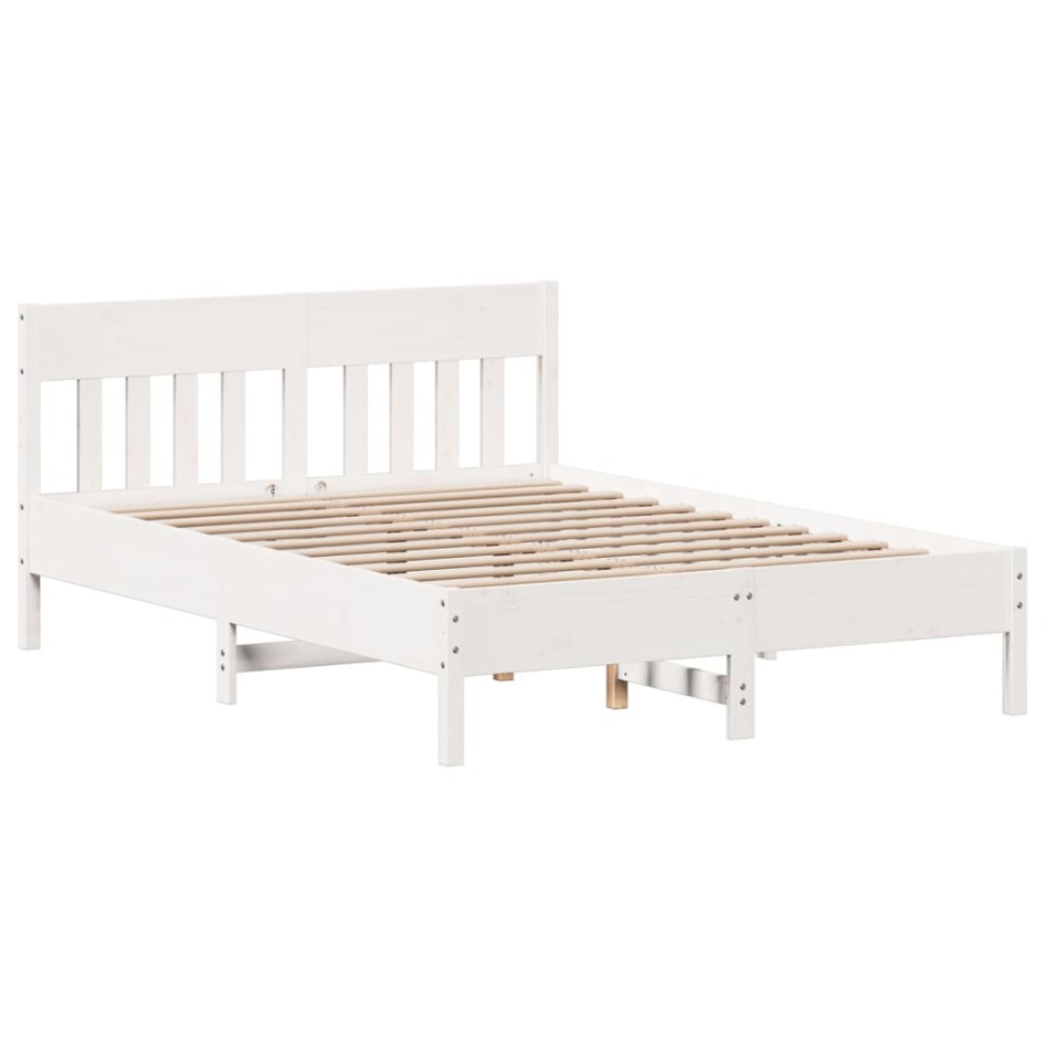 Estructura de cama sin colchón madera de pino blanca 140x190