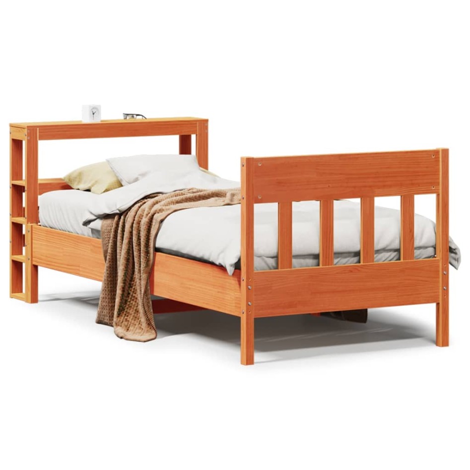 Estructura de cama sin colchón madera de pino marrón 90x200