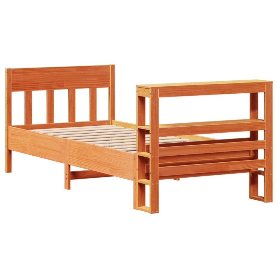 Estructura de cama sin colchón madera de pino marrón 90x200