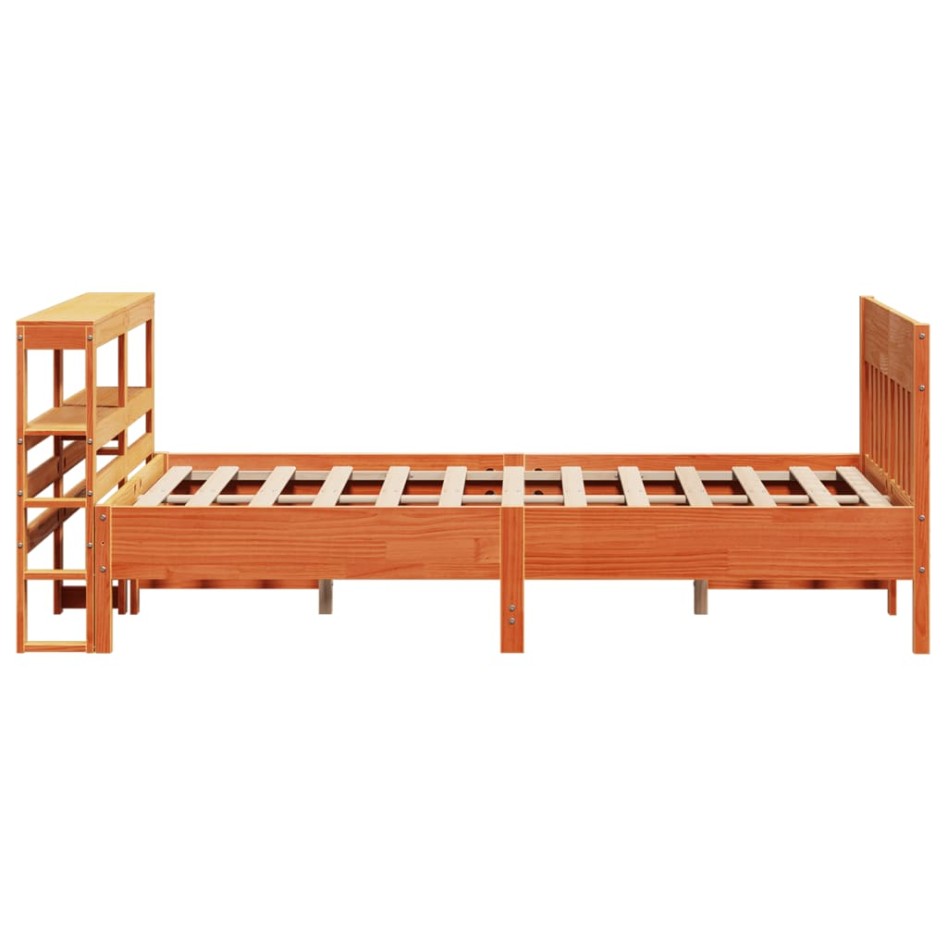 Cama sin colchón madera maciza pino marrón cera 150x200