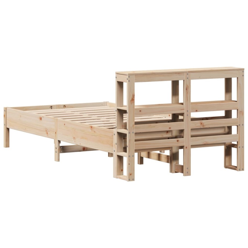 Estructura de cama sin colchón madera maciza de pino 120x190