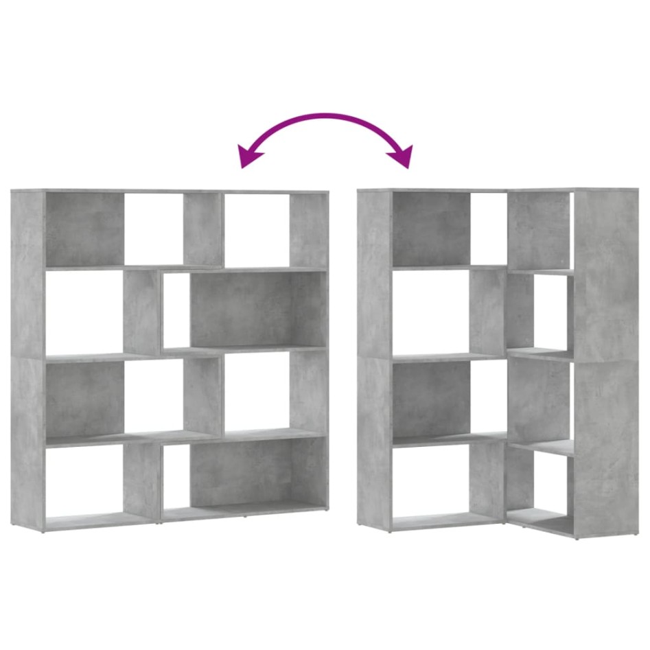 Estantería esquina 4 niveles madera gris hormigón 85x85x140