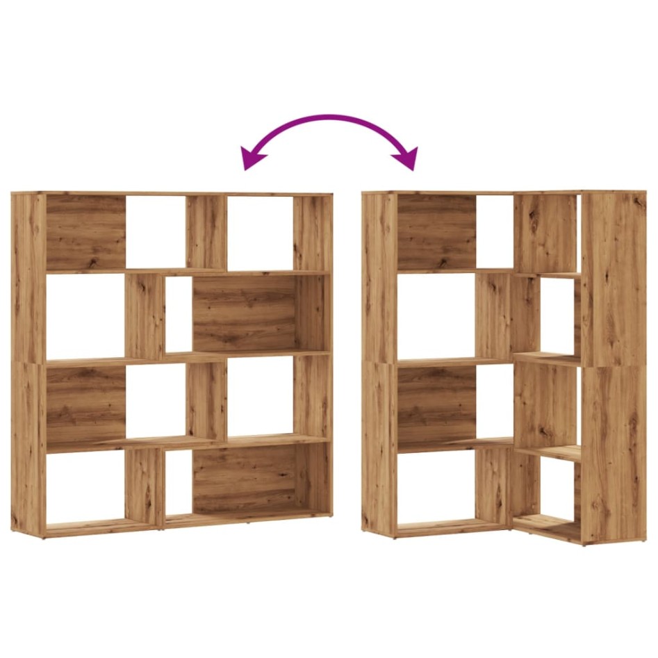 Estantería esquina 4 niveles madera roble artisan 85x85x140