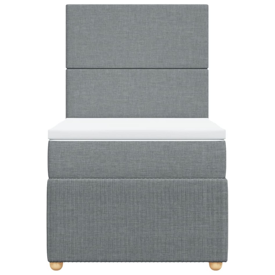 Cama box spring con colchón tela gris claro 80x200