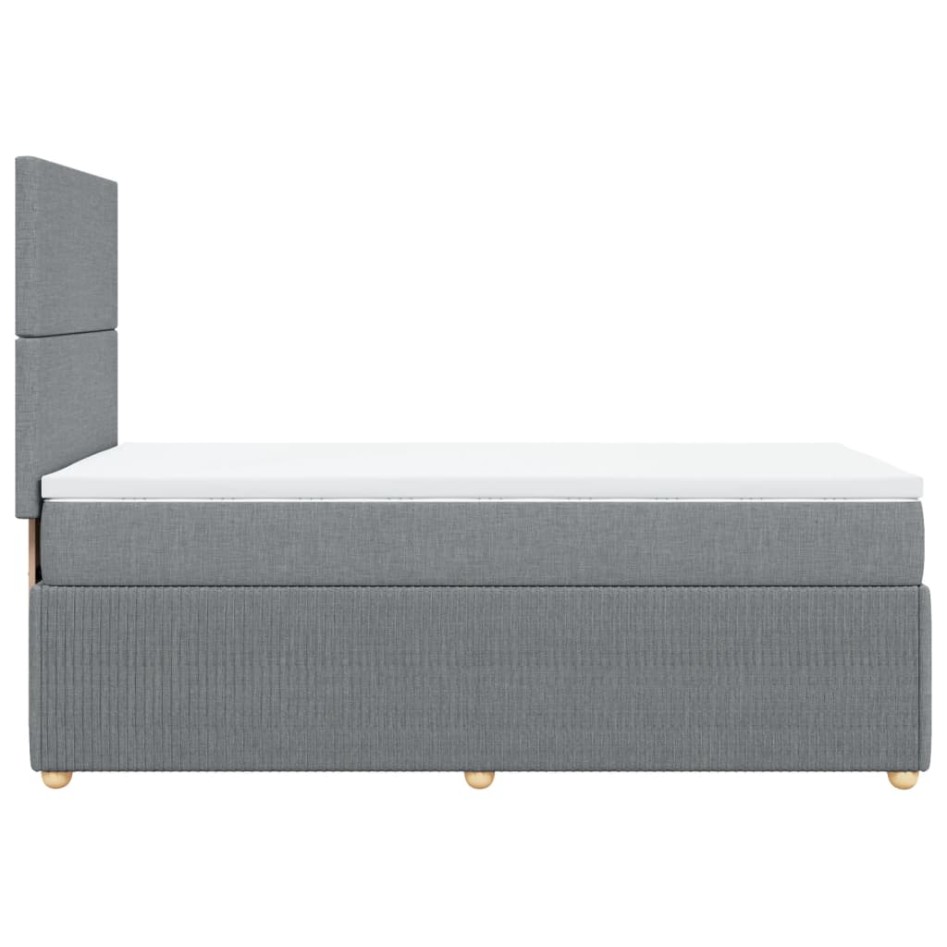 Cama box spring con colchón tela gris claro 80x200