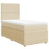 Cama box spring con colchón tela color crema 80x200