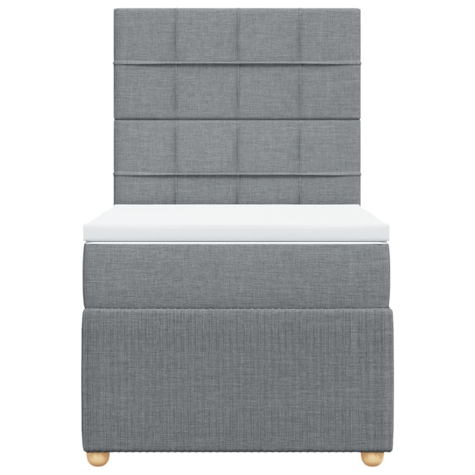 Cama box spring con colchón tela gris claro 80x200