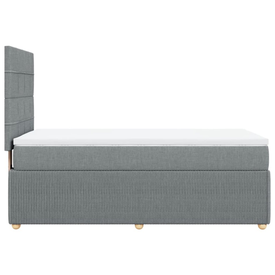Cama box spring con colchón tela gris claro 80x200