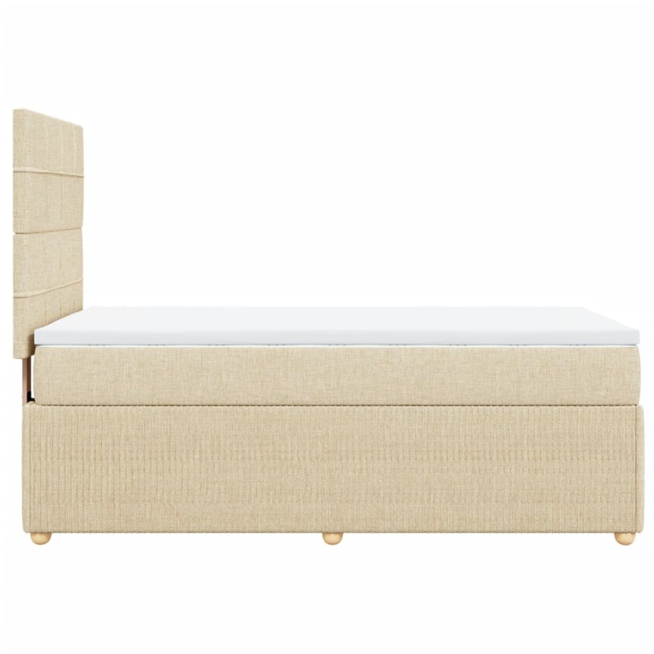 Cama box spring con colchón tela color crema 80x200
