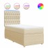 Cama box spring con colchón tela color crema 80x200
