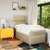 Cama box spring con colchón tela color crema 80x200