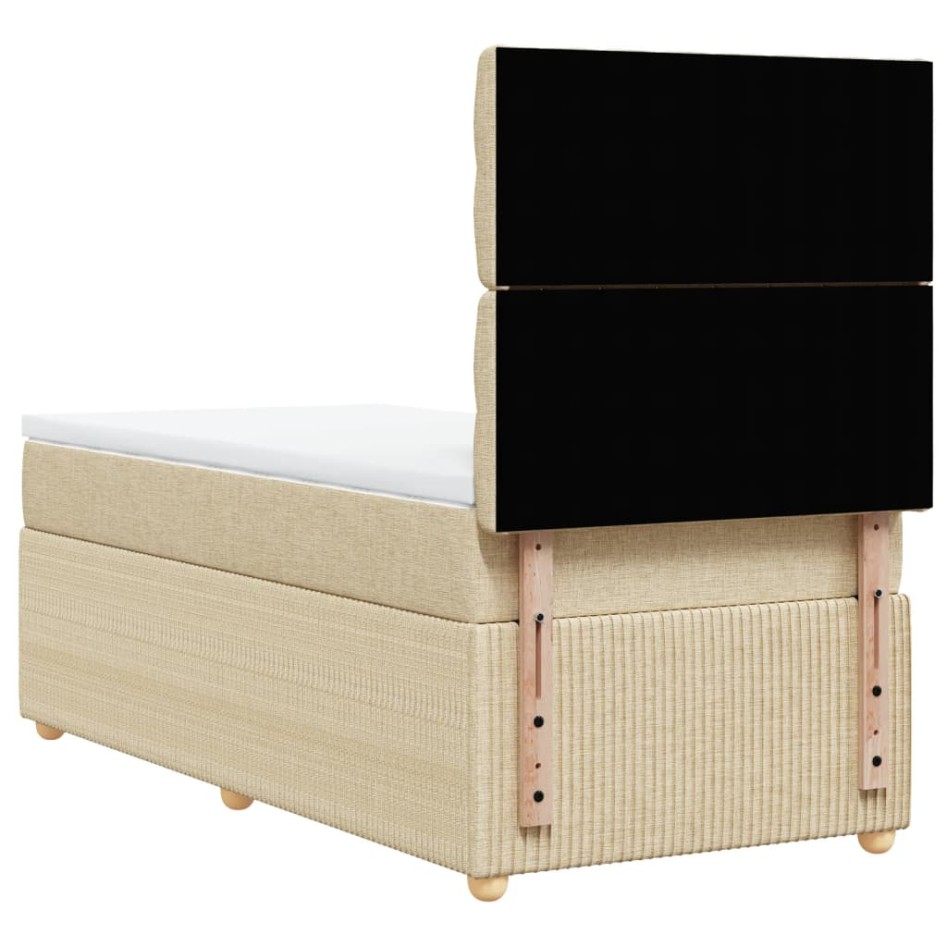 Cama box spring con colchón tela color crema 80x200