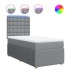 Cama box spring con colchón tela gris claro 80x200