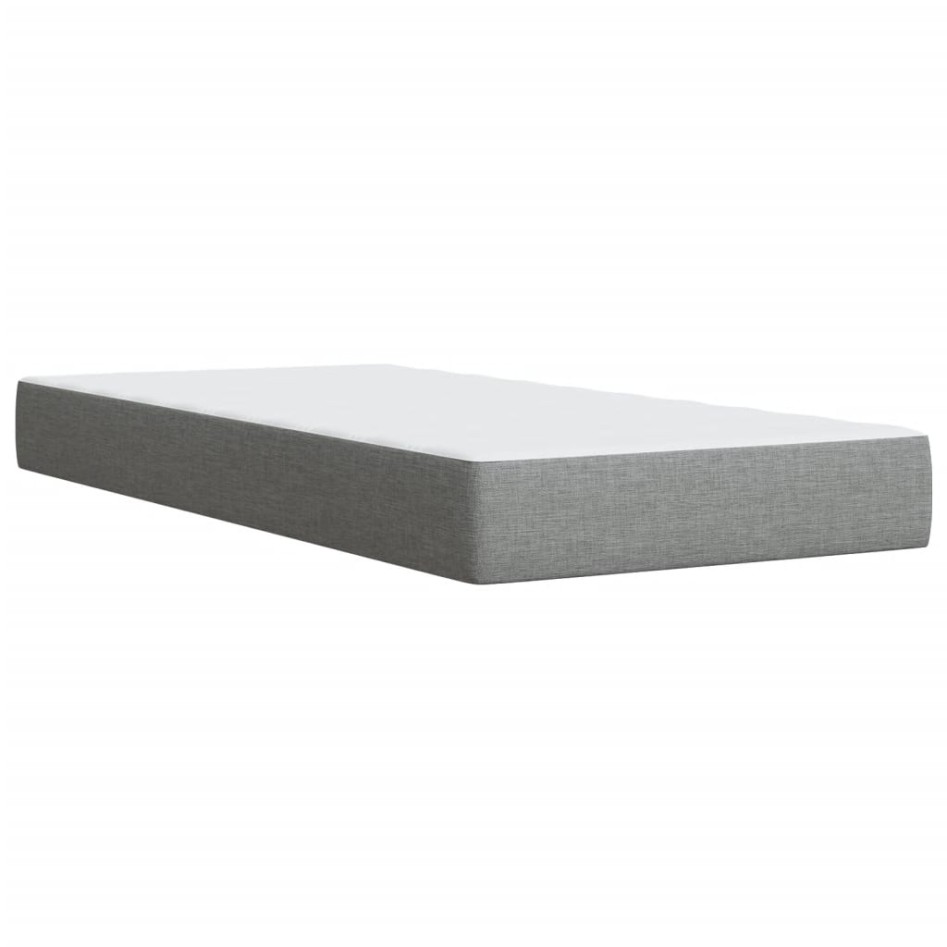 Cama box spring con colchón tela gris claro 80x200