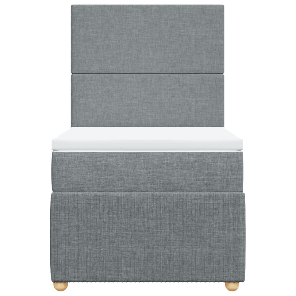 Cama box spring con colchón tela gris claro 90x200