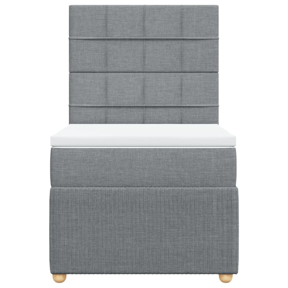 Cama box spring con colchón tela gris claro 90x200