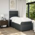 Cama box spring con colchón tela gris oscuro 90x200