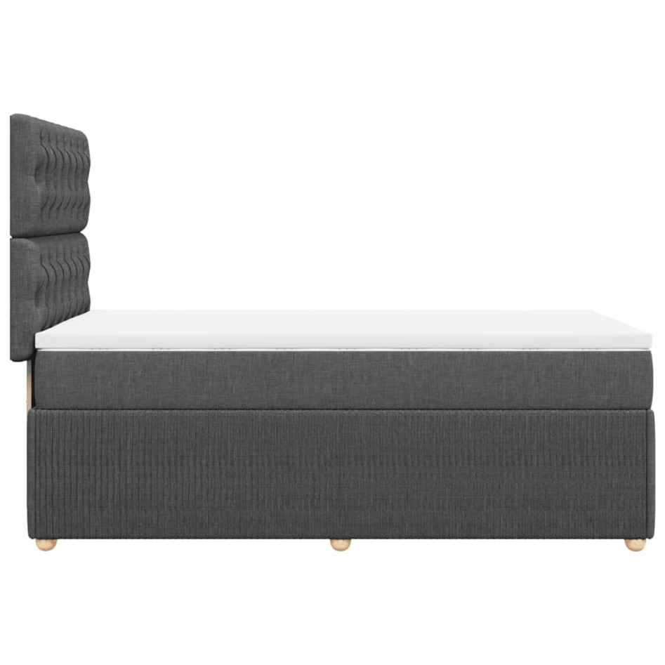 Cama box spring con colchón tela gris oscuro 90x200