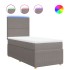 Cama box spring con colchón tela gris taupe 100x200