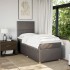 Cama box spring con colchón tela gris taupe 100x200