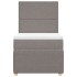 Cama box spring con colchón tela gris taupe 100x200