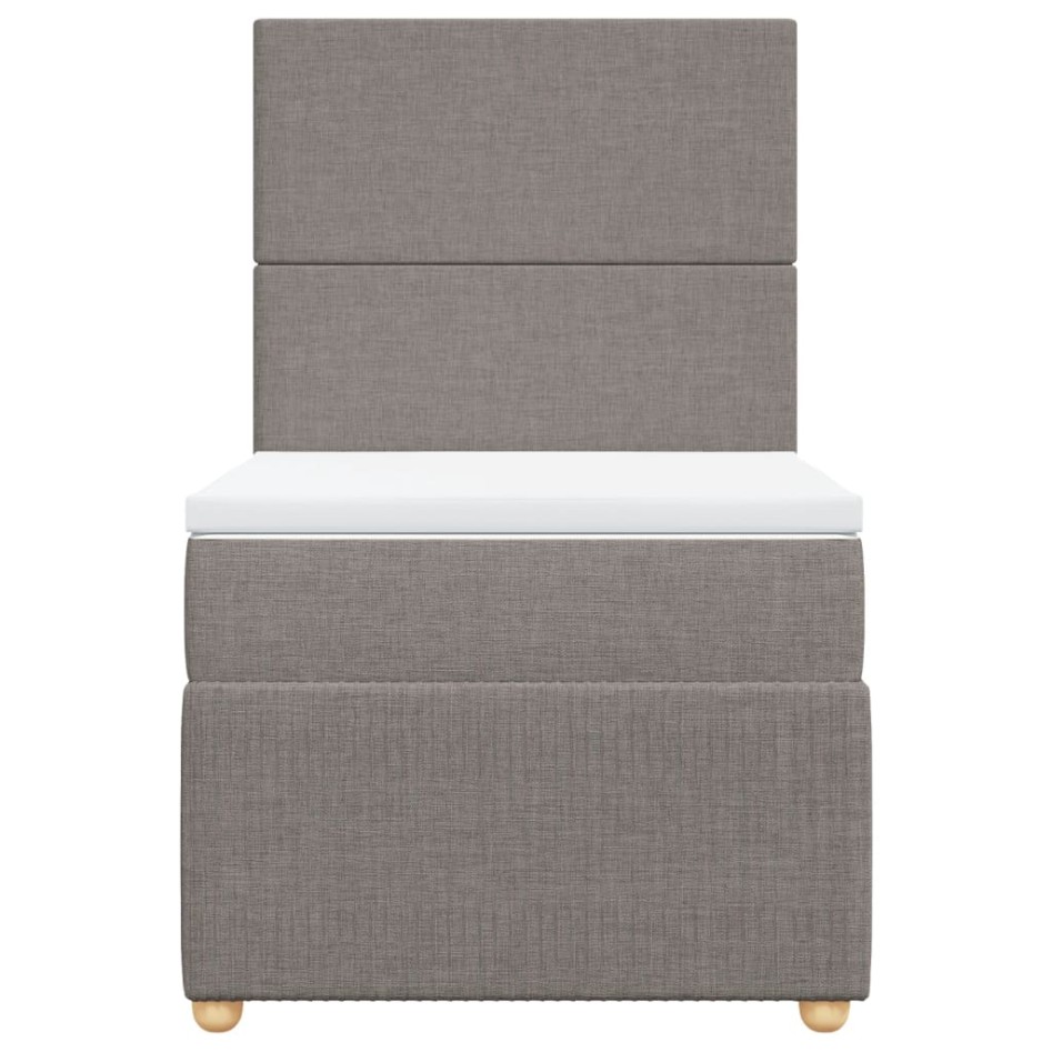 Cama box spring con colchón tela gris taupe 100x200