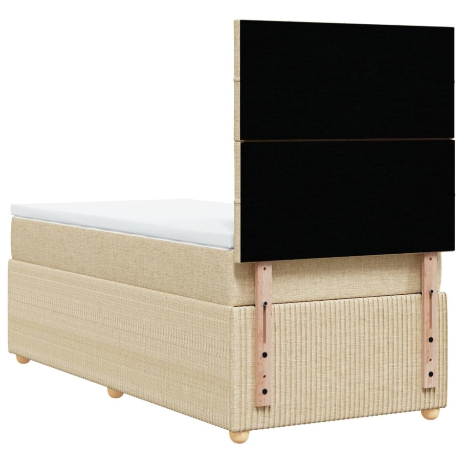Cama box spring con colchón tela color crema 100x200