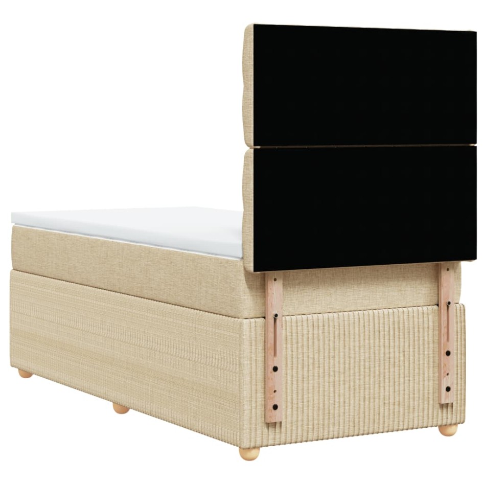 Cama box spring con colchón tela color crema 100x200