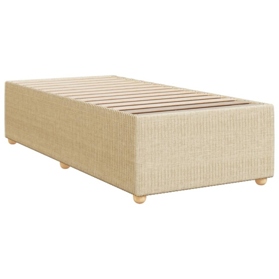 Cama box spring con colchón tela color crema 100x200