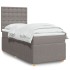Cama box spring con colchón tela gris taupe 100x200
