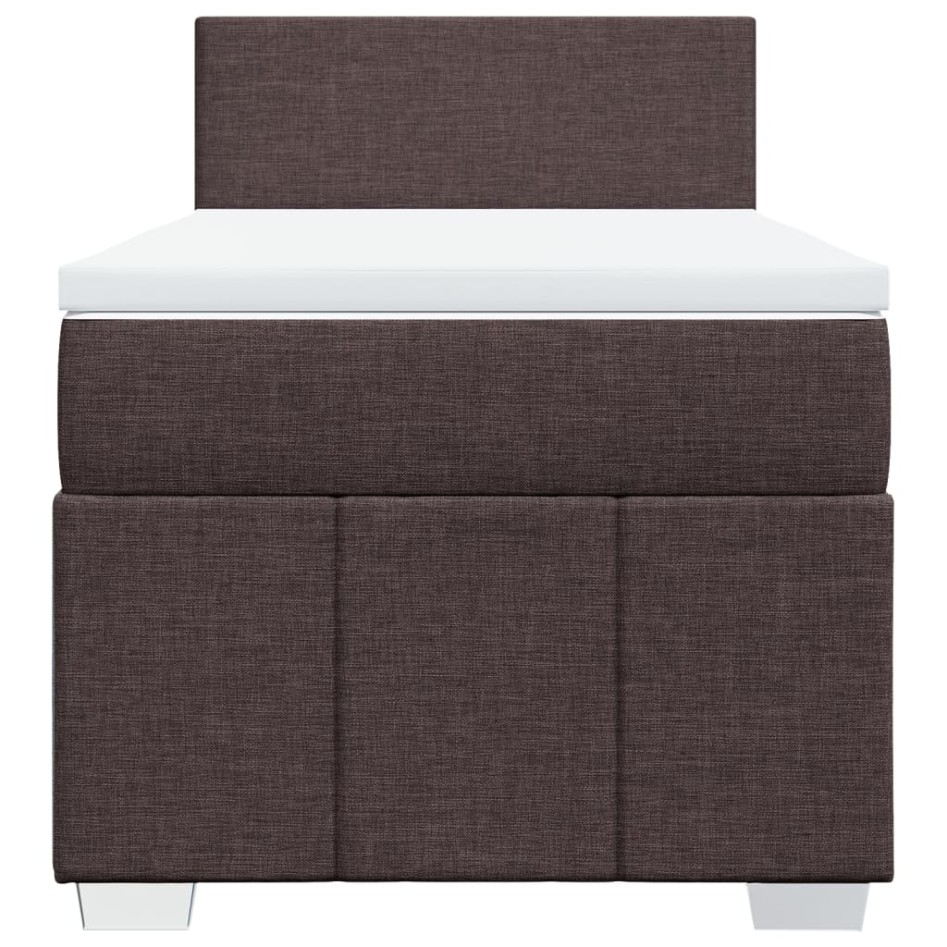 Cama box spring con colchón tela marrón oscuro 80x200
