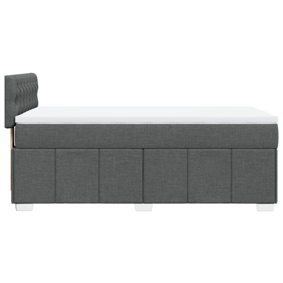 Cama box spring con colchón tela gris oscuro 80x200