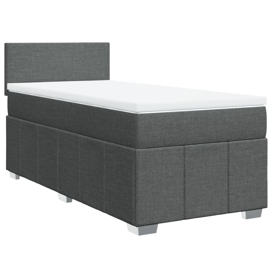Cama box spring con colchón tela gris oscuro 90x190