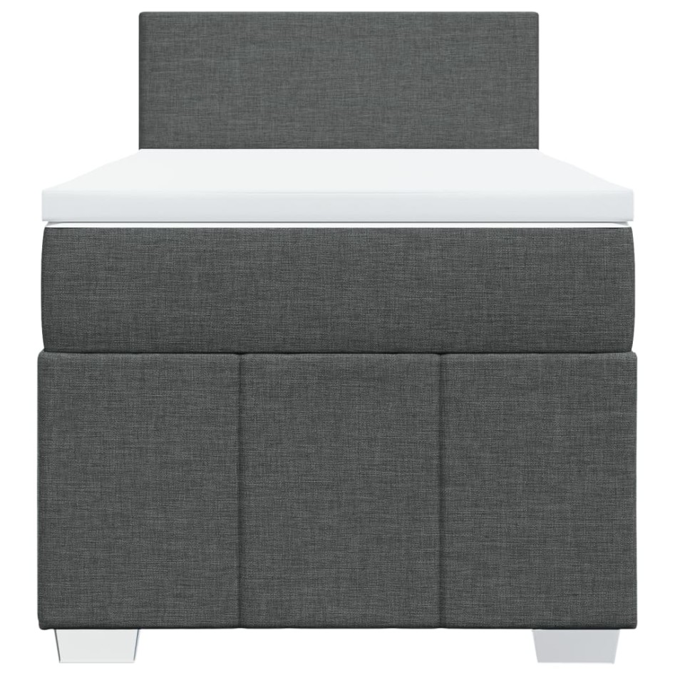 Cama box spring con colchón tela gris oscuro 90x190