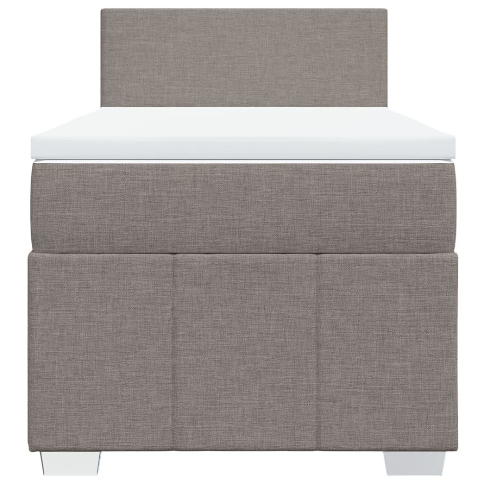 Cama box spring con colchón tela gris taupe 90x190