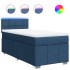 Cama box spring con colchón tela azul 90x200