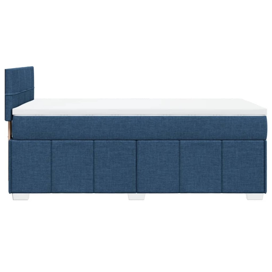 Cama box spring con colchón tela azul 90x200