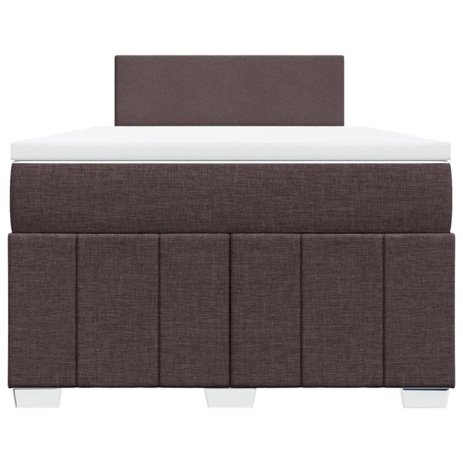 Cama box spring con colchón tela marrón oscuro 120x200