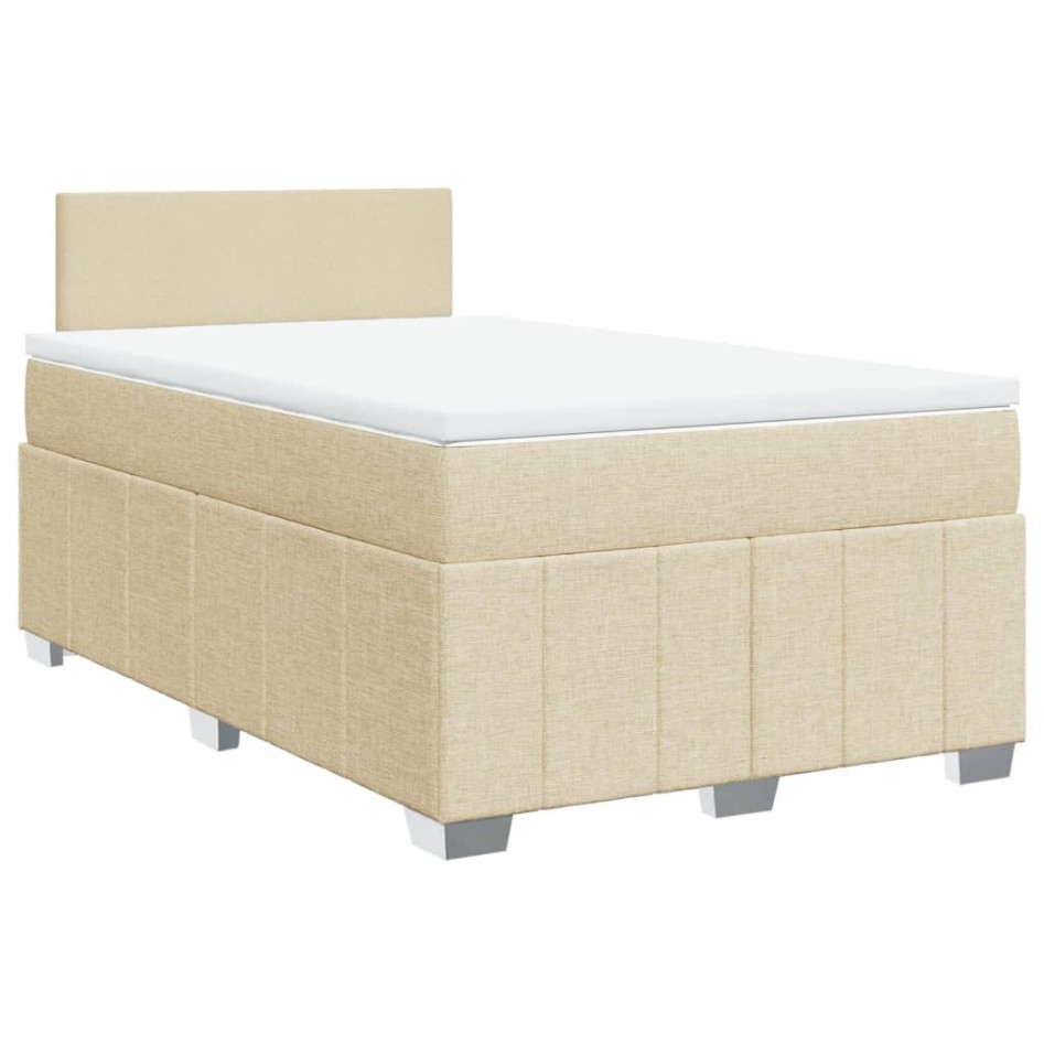 Cama box spring con colchón tela color crema 120x200
