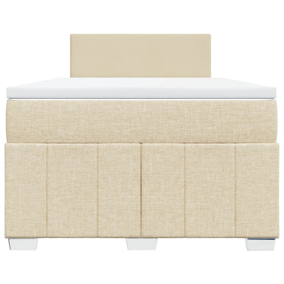 Cama box spring con colchón tela color crema 120x200