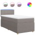 Cama box spring con colchón tela gris taupe 90x200