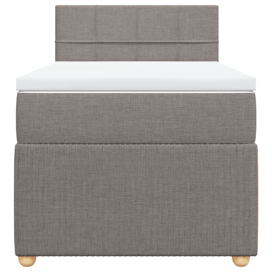 Cama box spring con colchón tela gris taupe 90x200