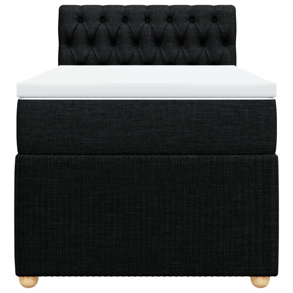 Cama box spring con colchón tela negro 90x200