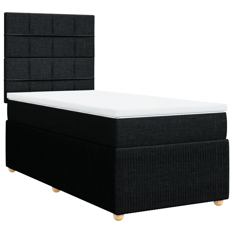 Cama box spring con colchón tela negro 80x200